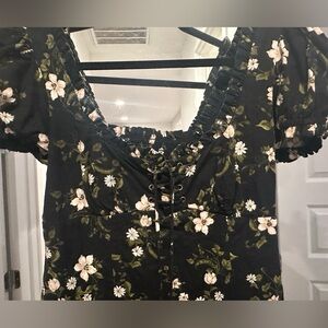 Anthropologie Black and White Floral Dress